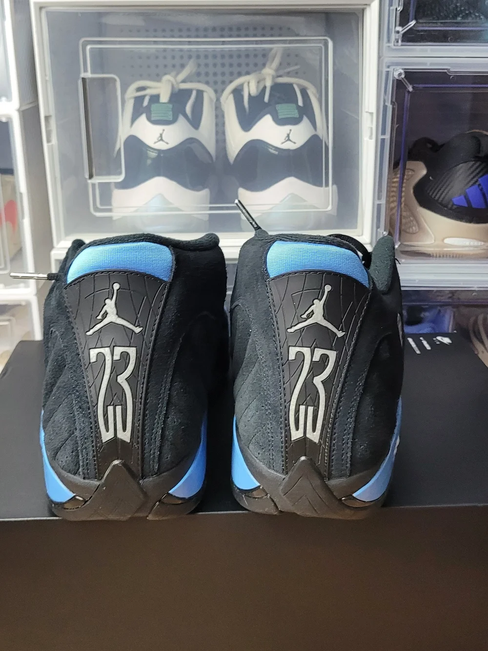 Nike Air Jordan 14 Retro Shoes Black University Blue 487471-007 Men's S 13 NEW